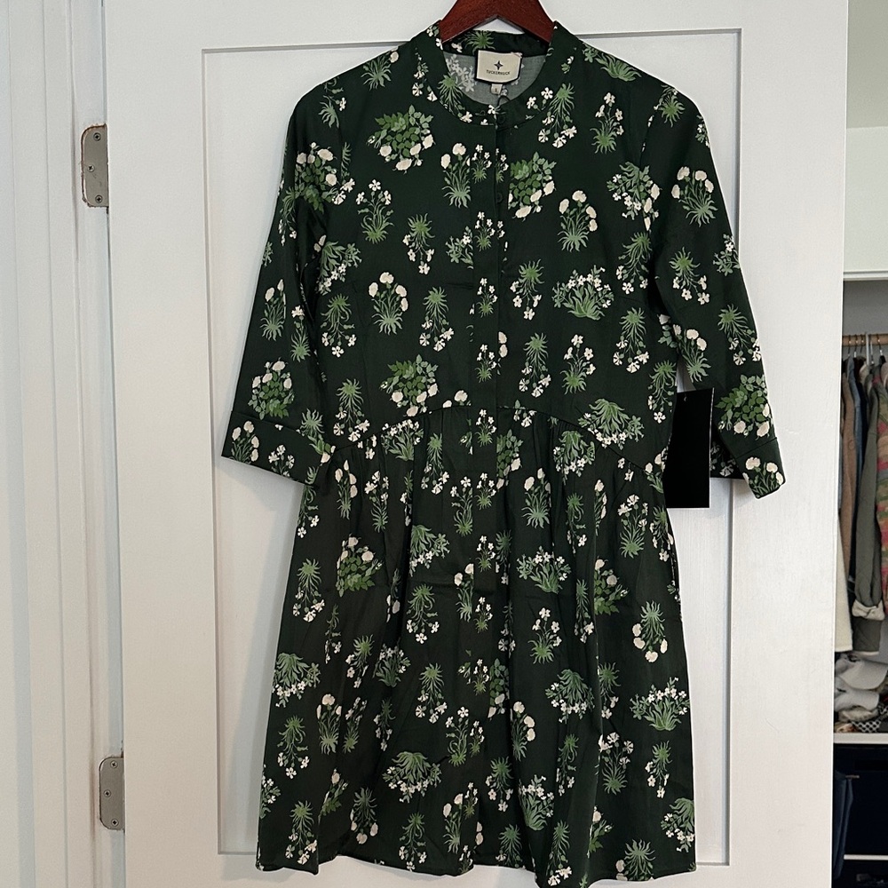 TUCKERNUCK
Viridian Stamped Bouquets Royal Shirt Dress